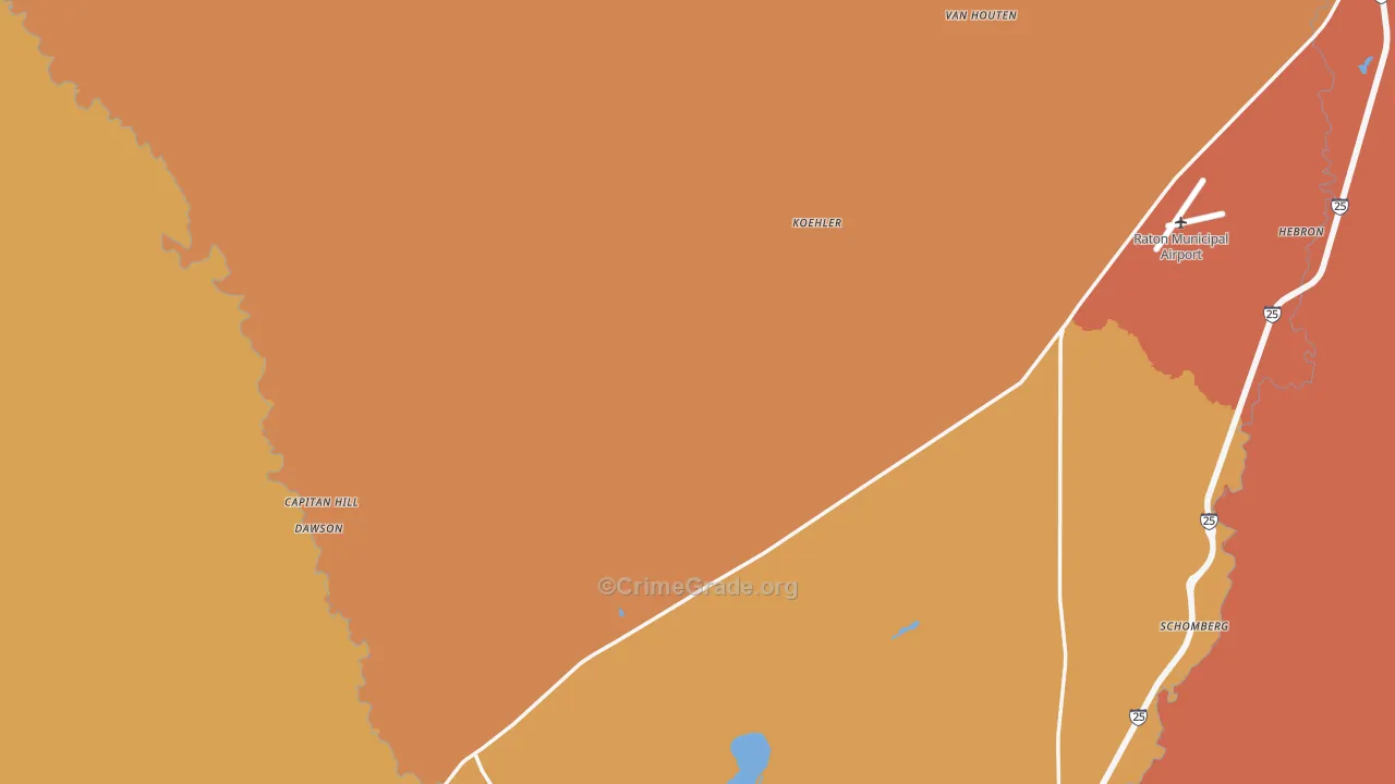 Colfax County, NM Map of Burglary Rates