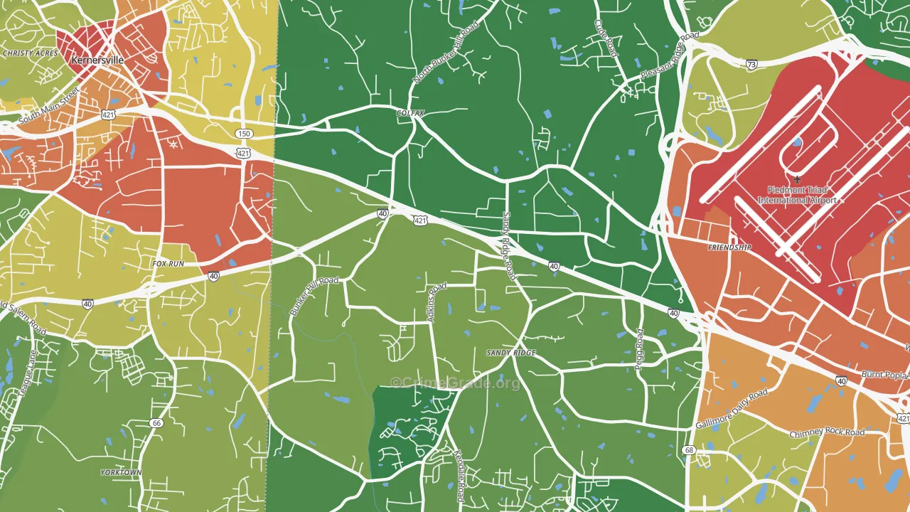 Colfax, NC Map of Burglary Rates