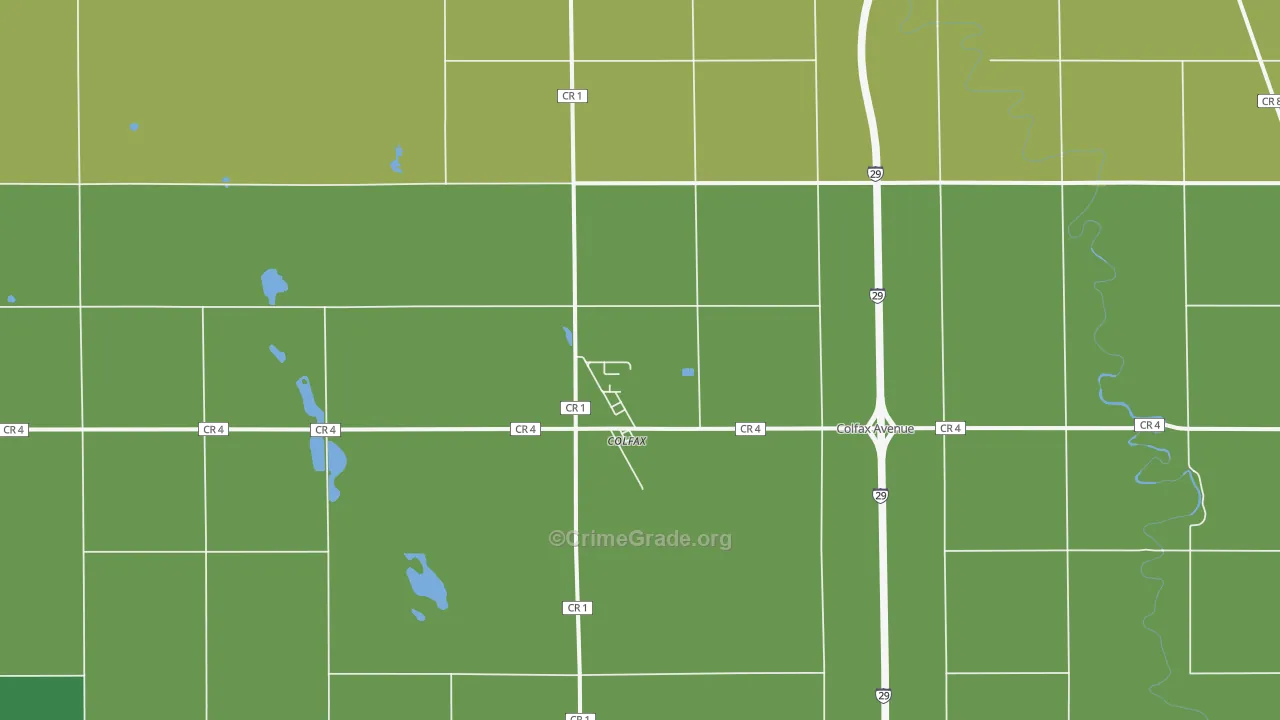 Colfax, ND Map of Burglary Rates