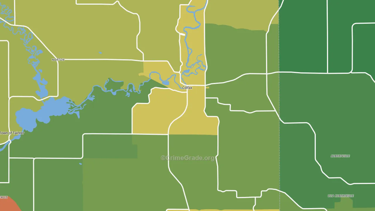 Colfax, WI Map of Burglary Rates