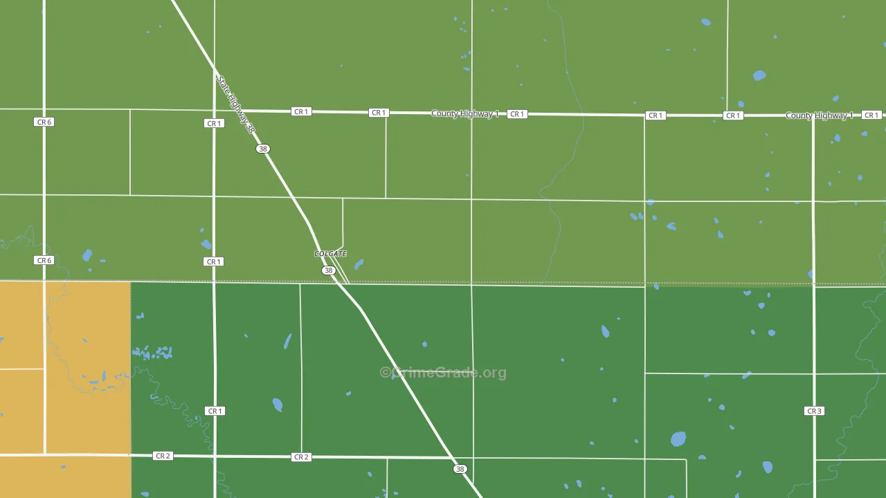 Colgate, ND Map of Burglary Rates