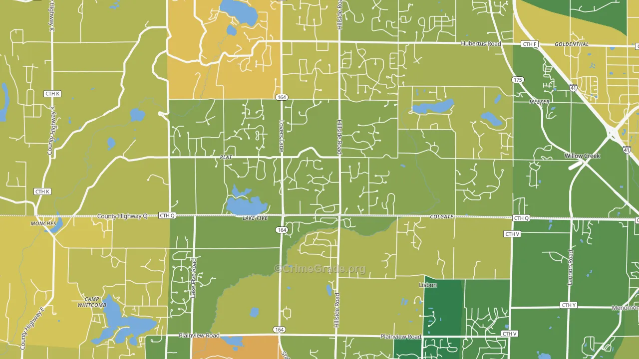 Colgate, WI Map of Burglary Rates