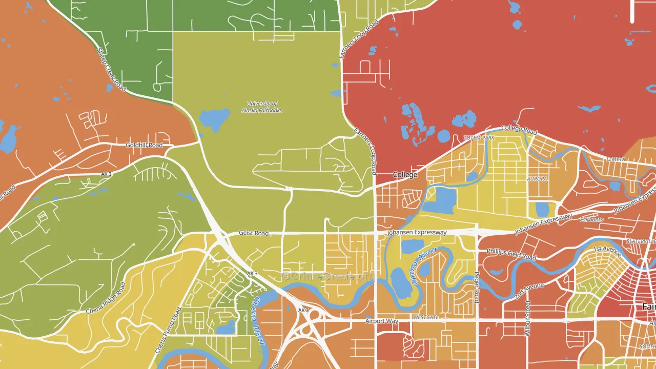 College, AK Map of Burglary Rates