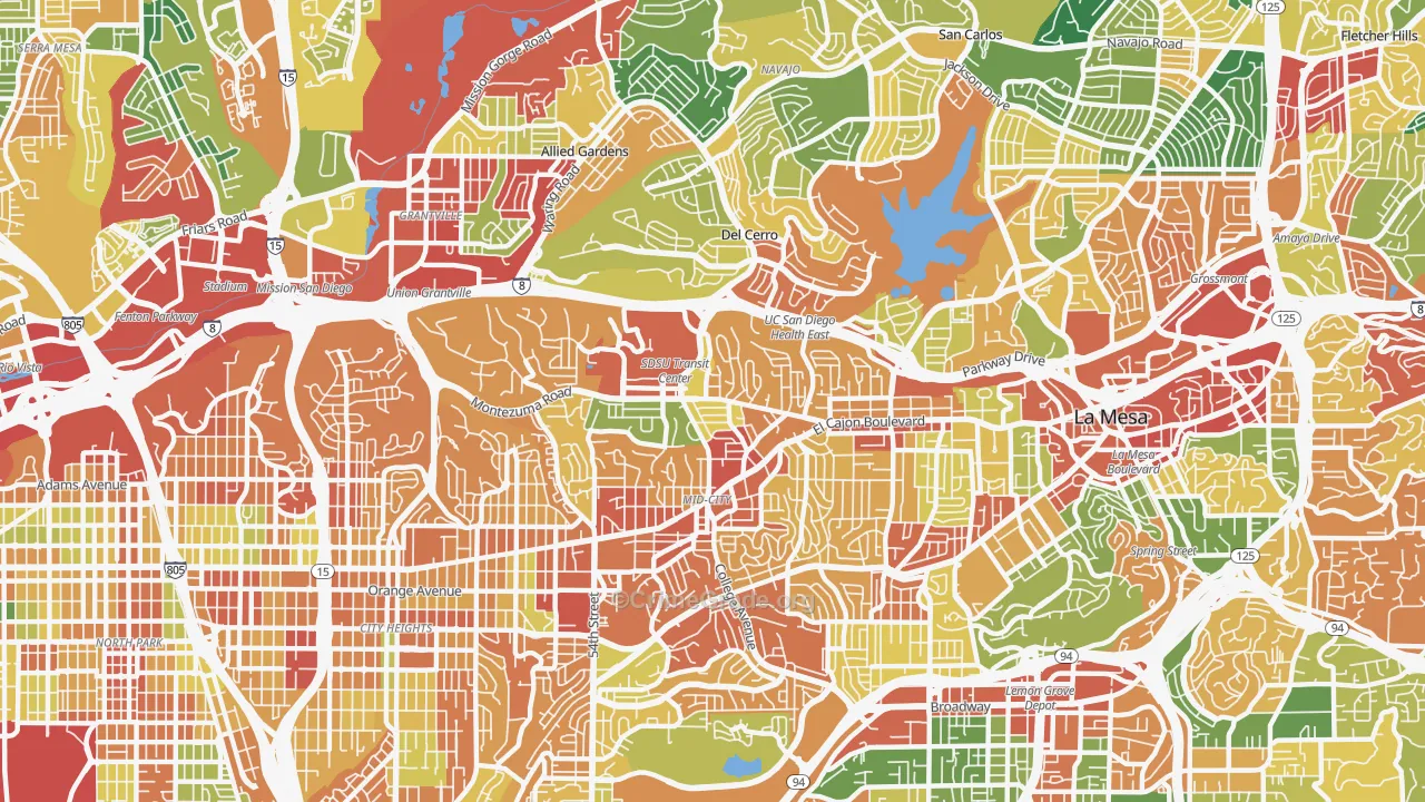 College Area, San Diego, CA Map of Burglary Rates
