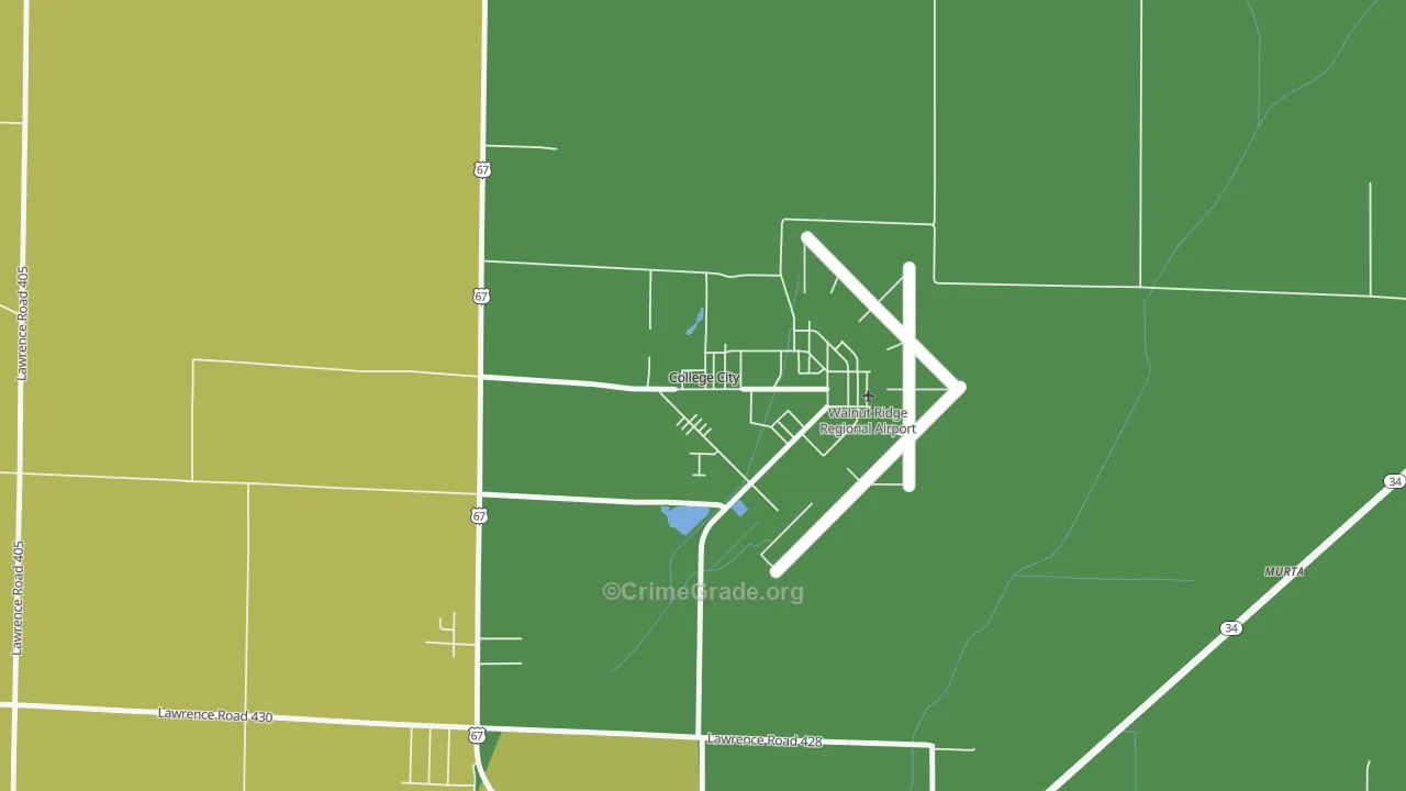 College City, AR Map of Burglary Rates