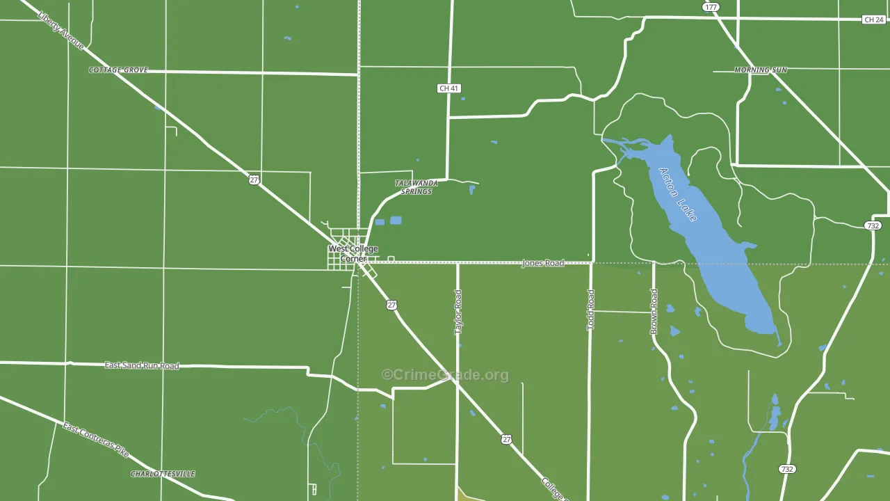 College Corner, OH Map of Burglary Rates