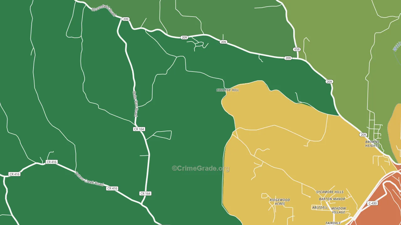College Hill, OH Map of Burglary Rates