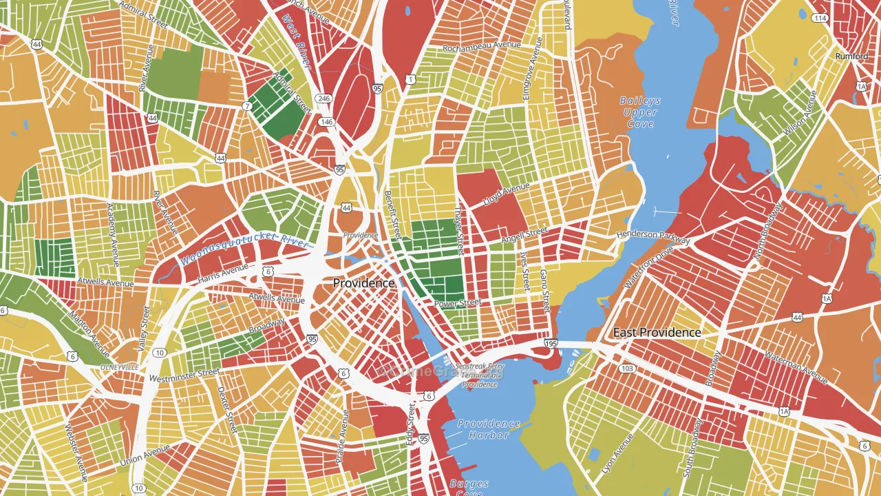 College Hill, Providence, RI Map of Burglary Rates