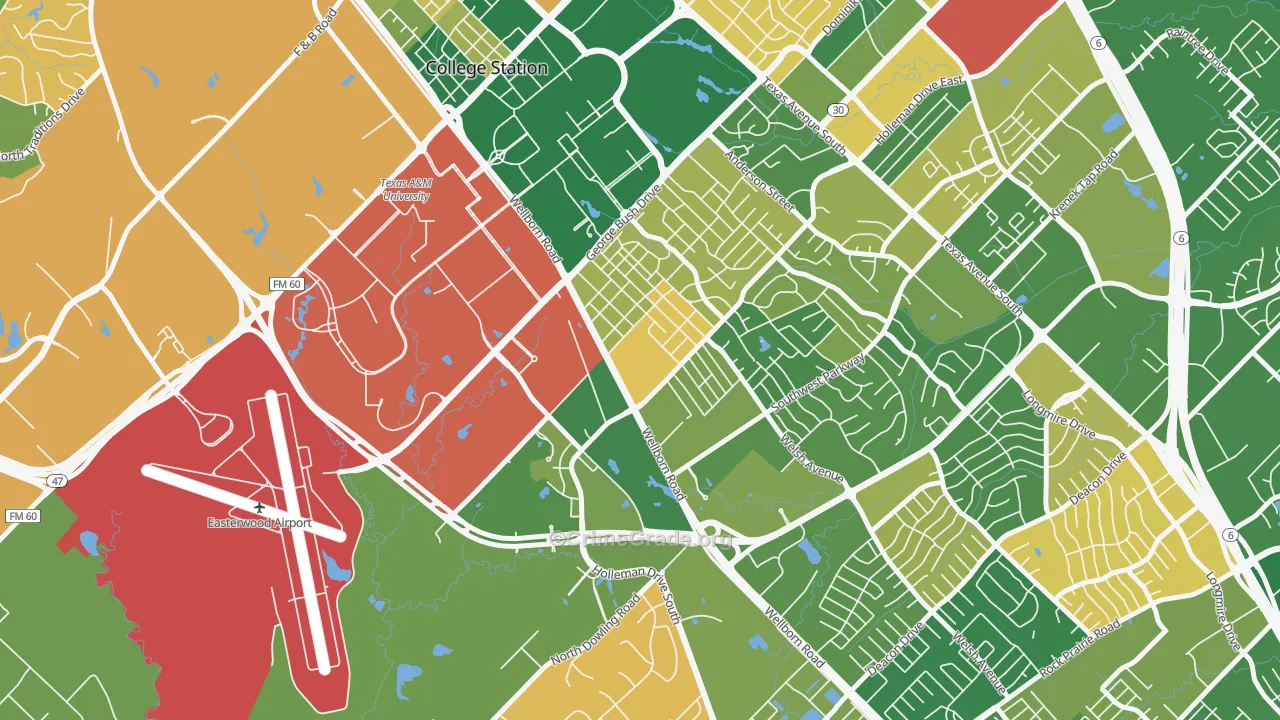 College Park, College Station, TX Map of Burglary Rates