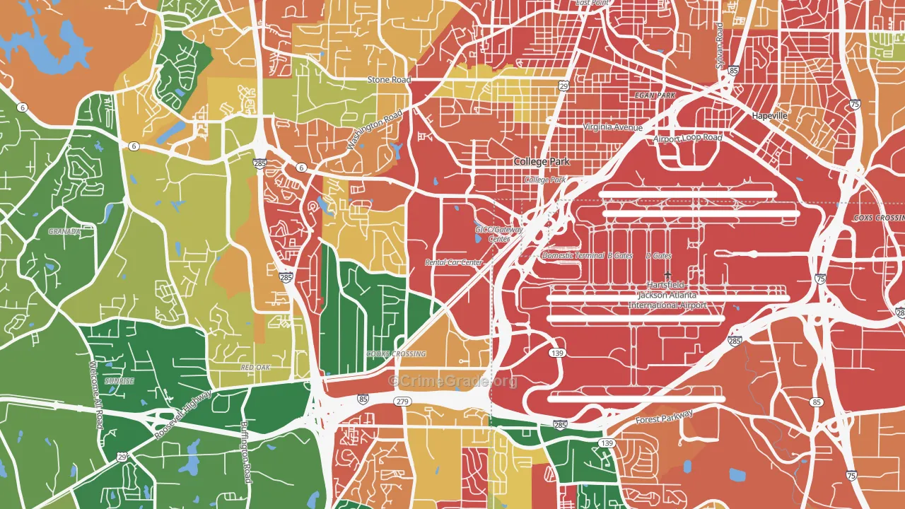College Park, GA Map of Burglary Rates
