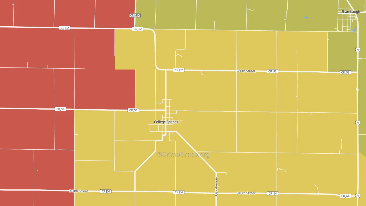 College Springs, IA Map of Burglary Rates