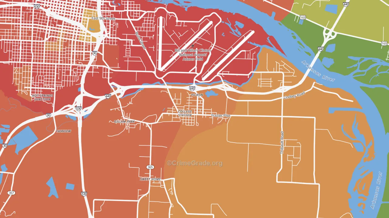 College Station, AR Map of Burglary Rates