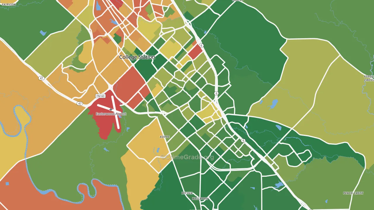 College Station, TX Map of Burglary Rates