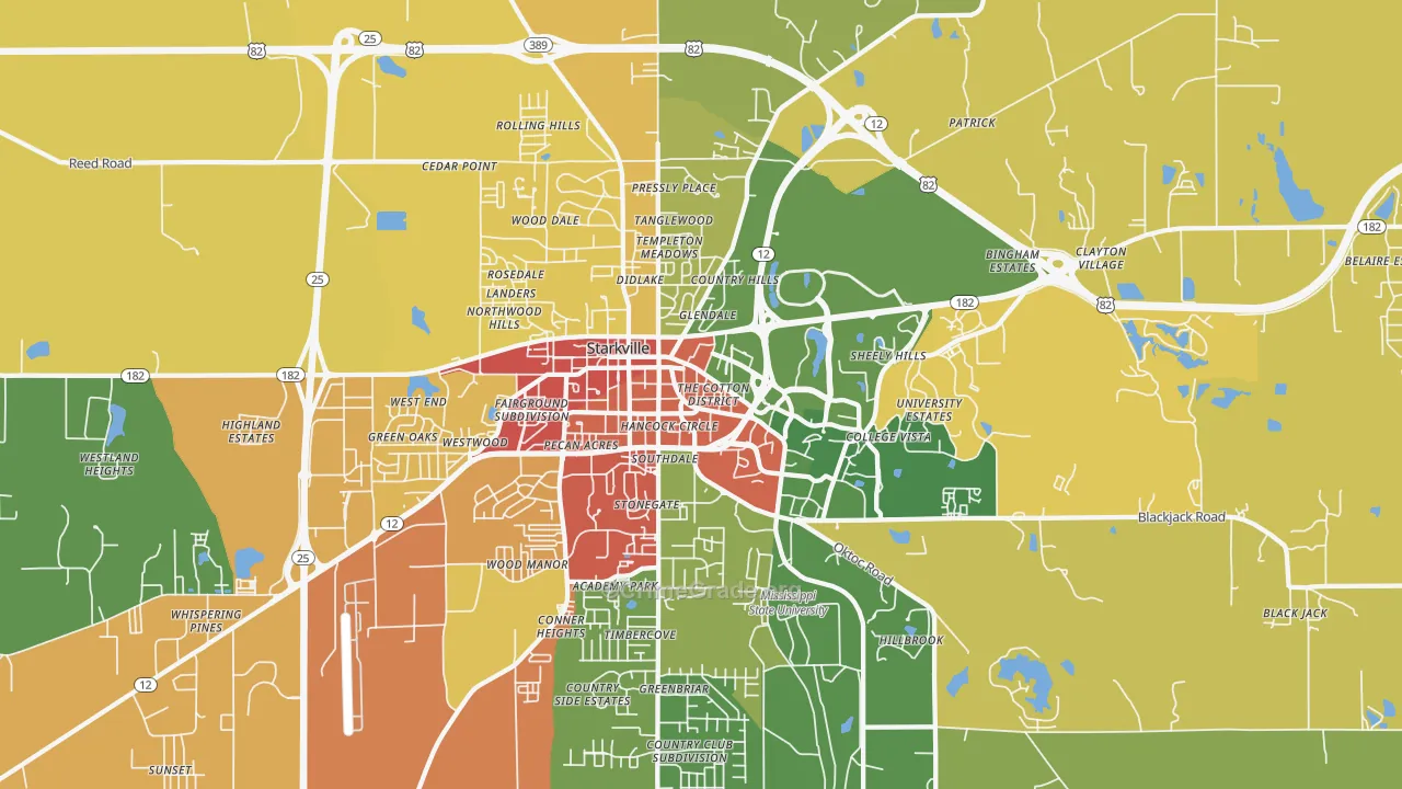 College View, Starkville, MS Map of Burglary Rates