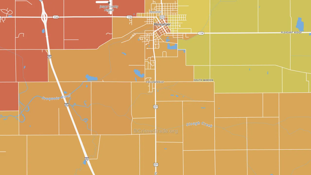 Collegeville, IN Map of Burglary Rates
