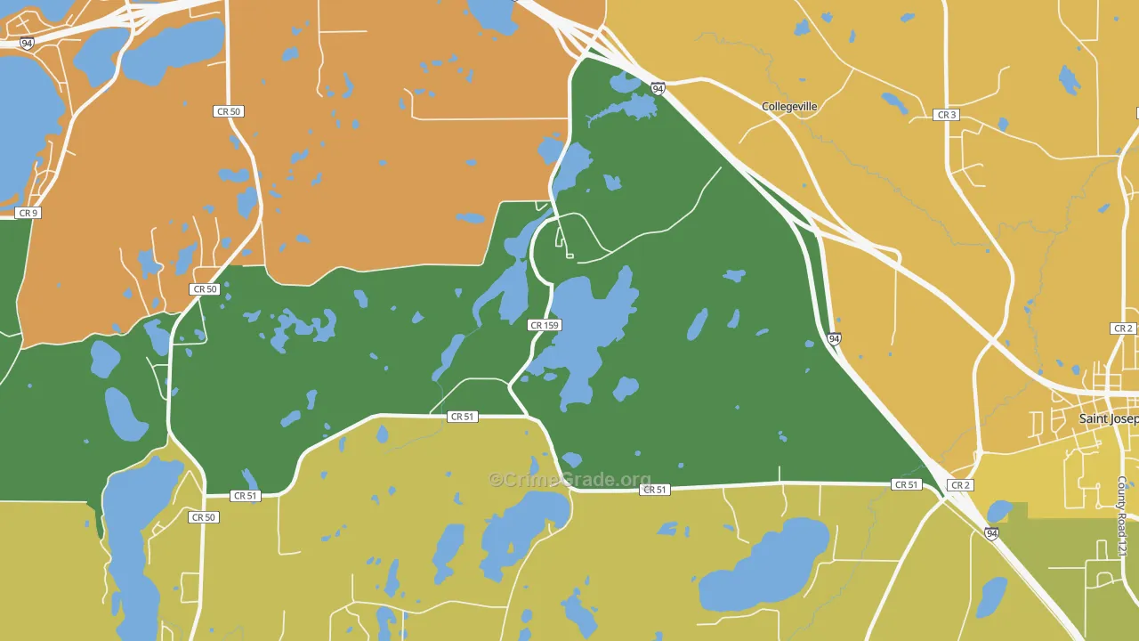 Collegeville, MN Map of Burglary Rates