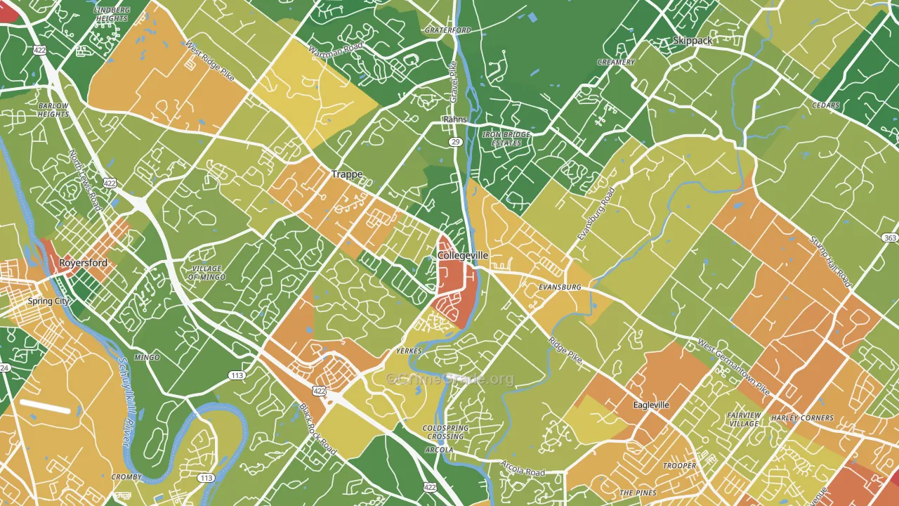 Collegeville, PA Map of Burglary Rates
