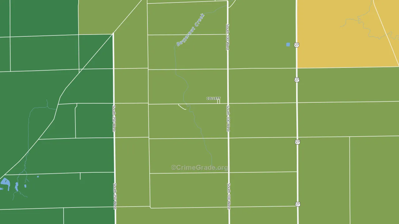 Collett, IN Map of Burglary Rates
