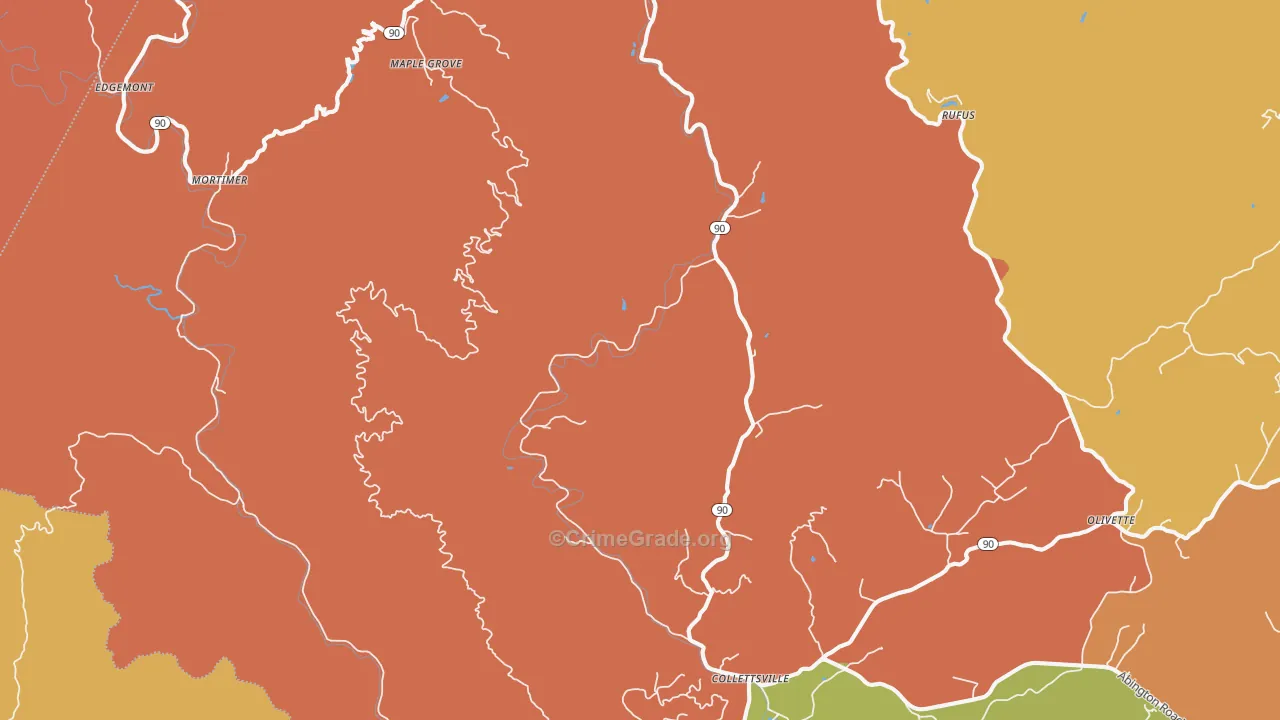 Collettsville, NC Map of Burglary Rates