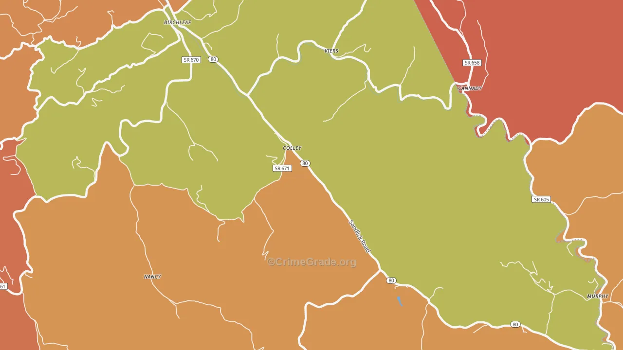 Colley, VA Map of Burglary Rates