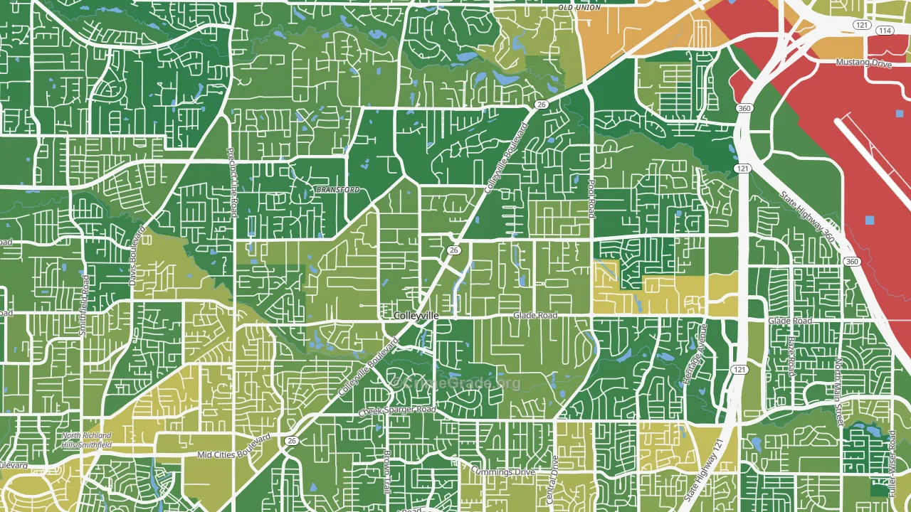 Colleyville, TX Map of Burglary Rates
