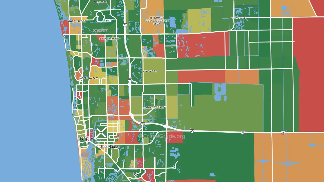 Collier County, FL Map of Burglary Rates