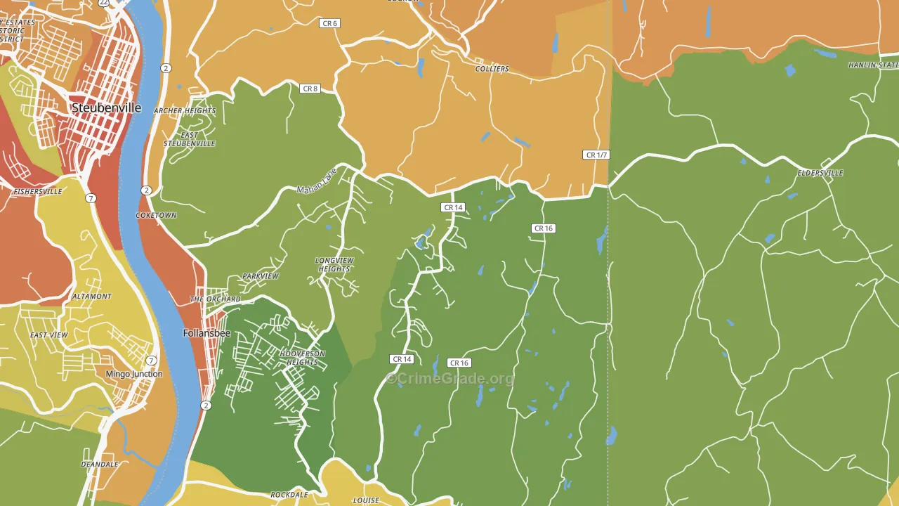 Colliers, WV Map of Burglary Rates