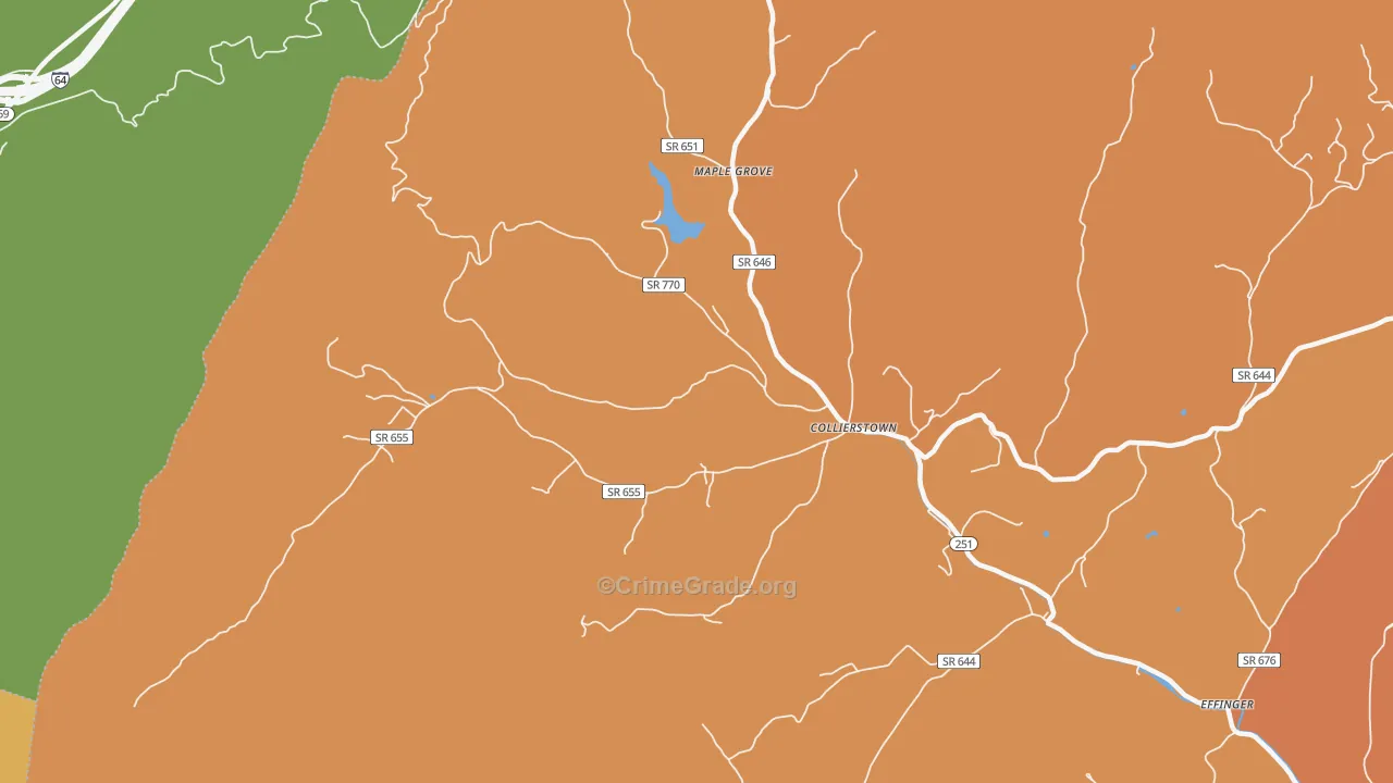 Collierstown, VA Map of Burglary Rates