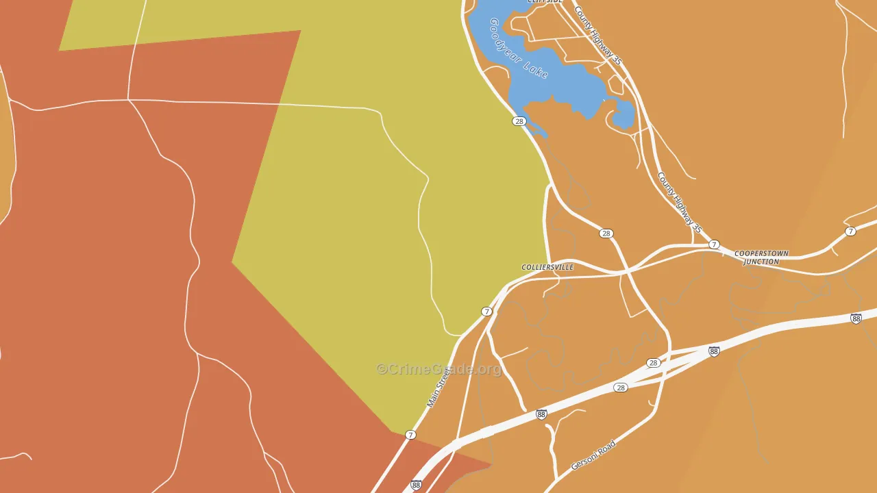 Colliersville, NY Map of Burglary Rates