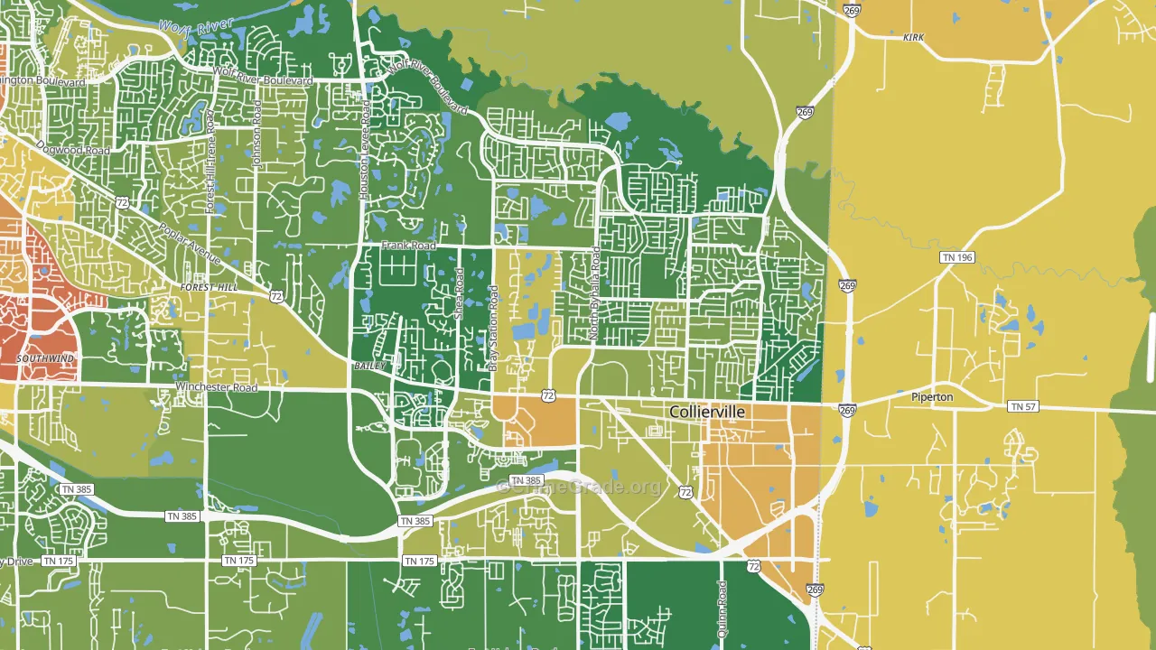 Collierville, TN Map of Burglary Rates