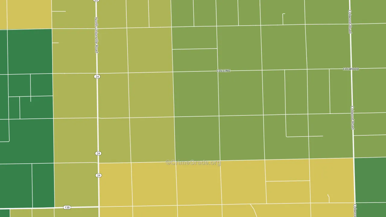 Colling, MI Map of Burglary Rates