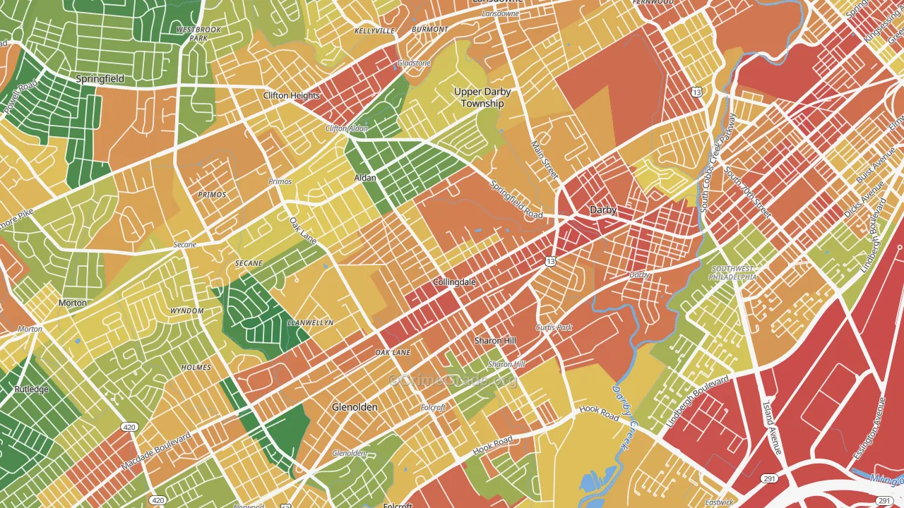 Collingdale, PA Map of Burglary Rates