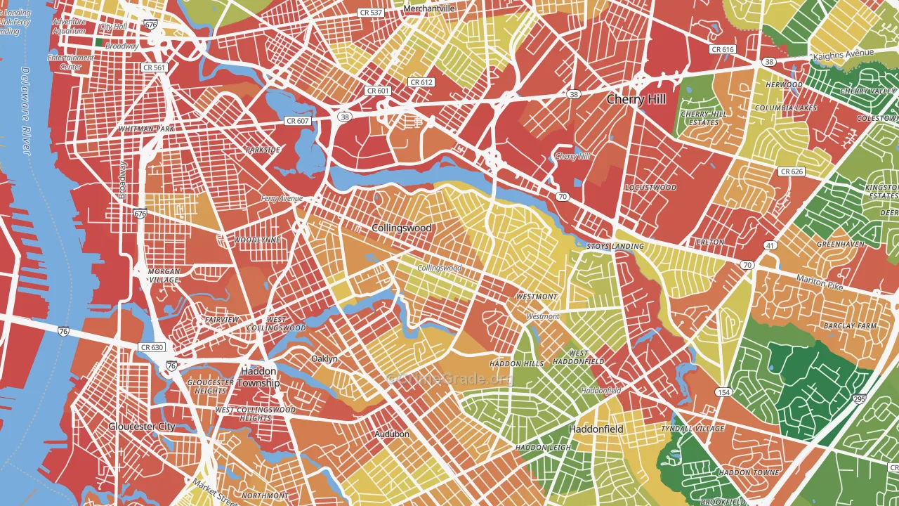 Collingswood, NJ Map of Burglary Rates