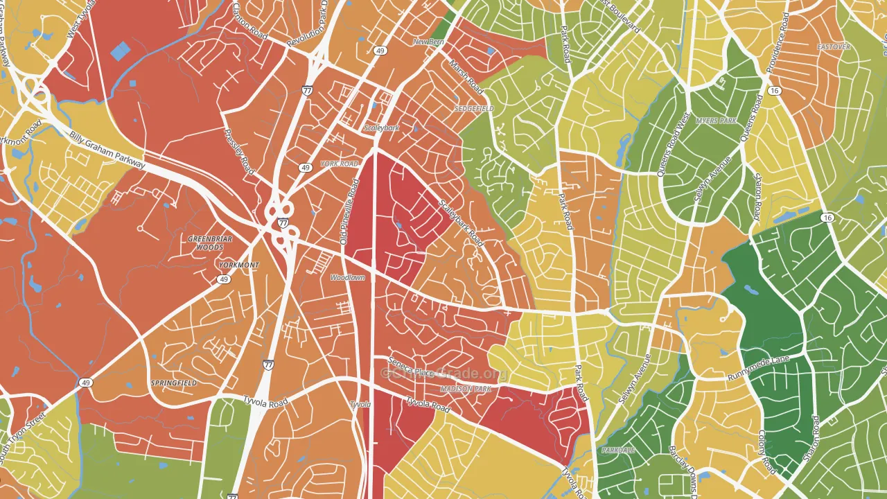 Collingwood, Charlotte, NC Map of Burglary Rates