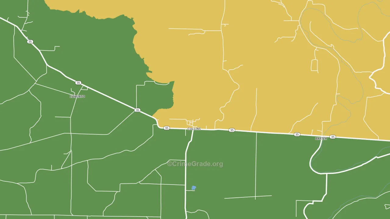Collins, AR Map of Burglary Rates