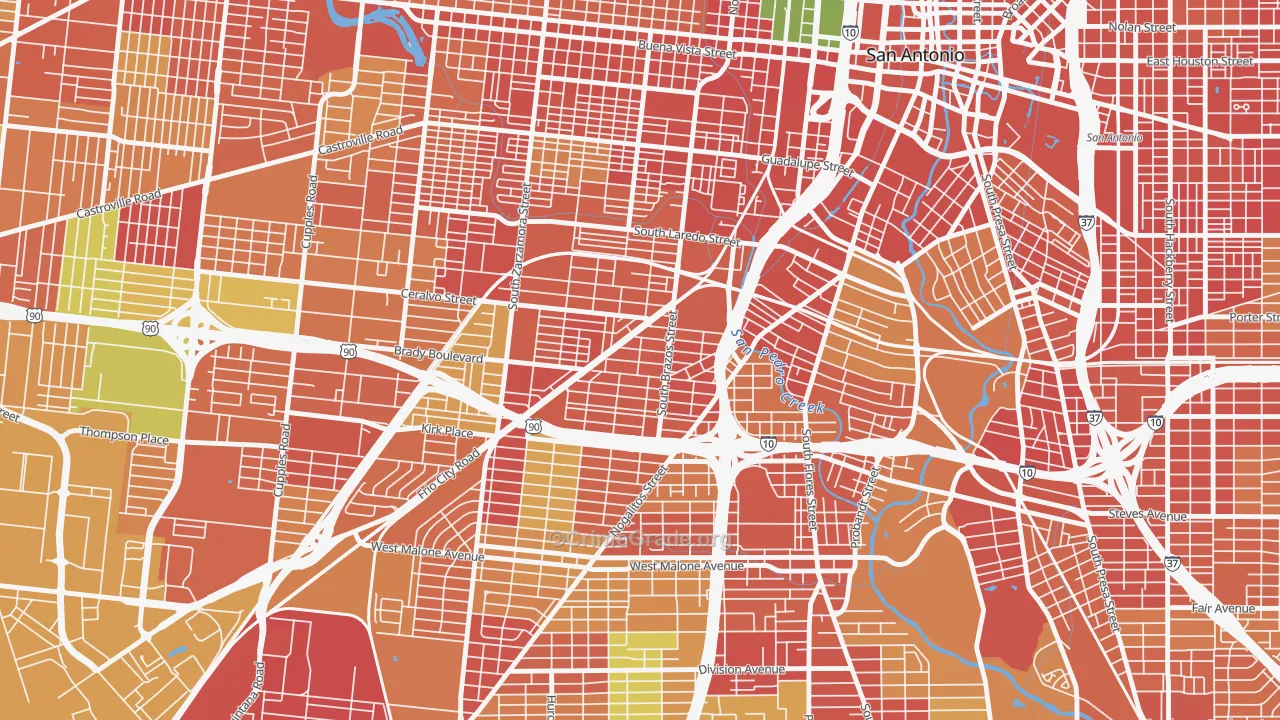 Collins Gardens, San Antonio, TX Map of Burglary Rates