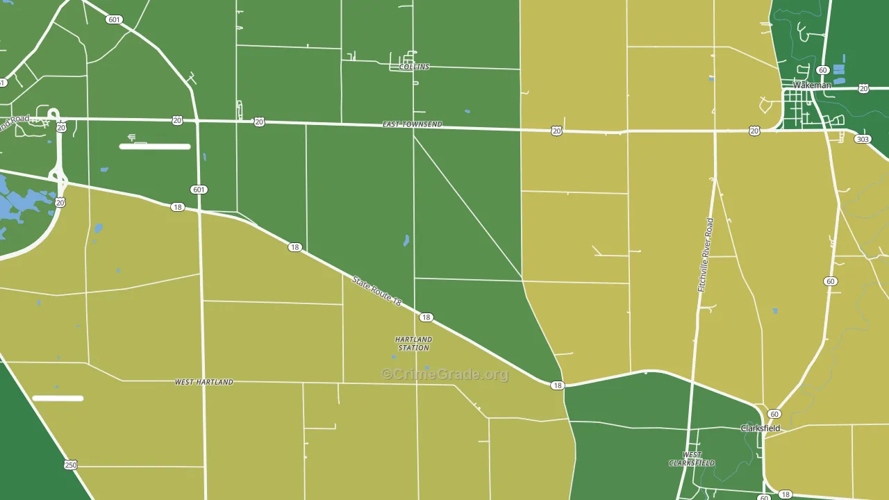 Collins, OH Map of Burglary Rates