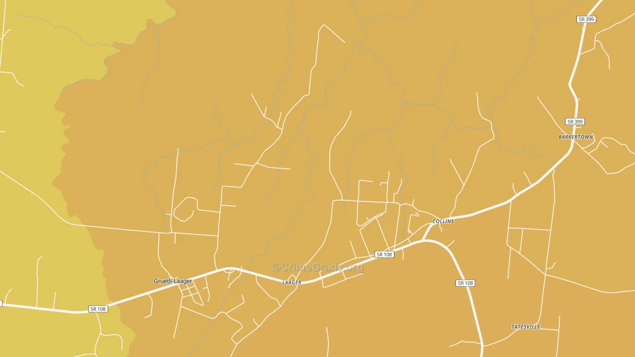 Collins, TN Map of Burglary Rates