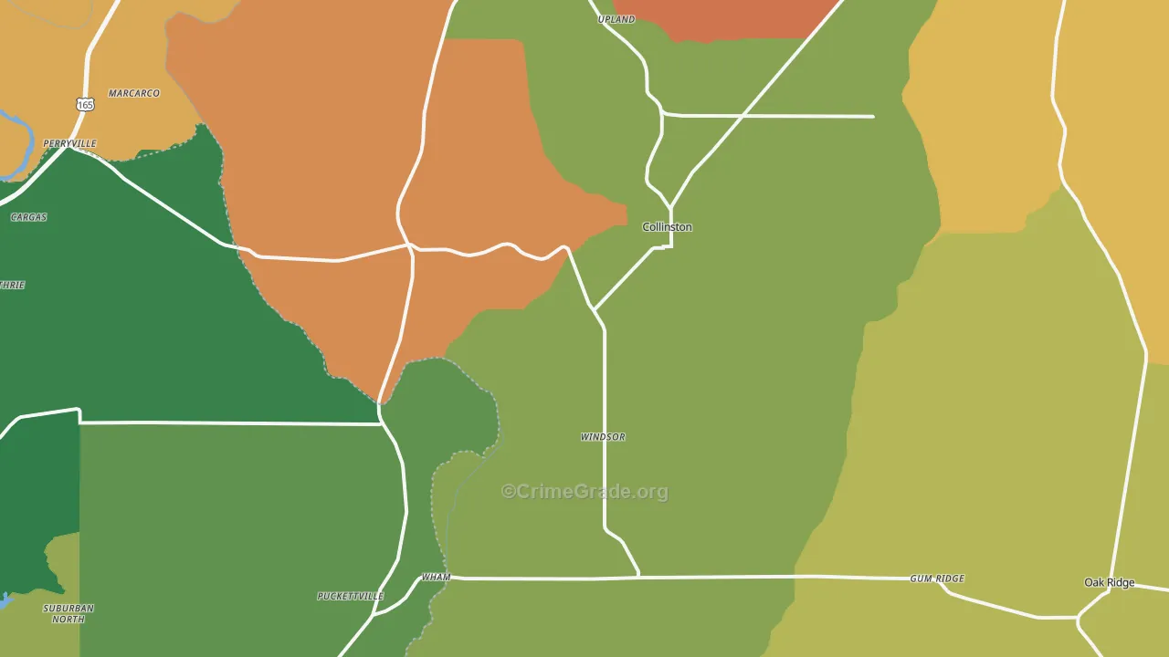 Collinston, LA Map of Burglary Rates