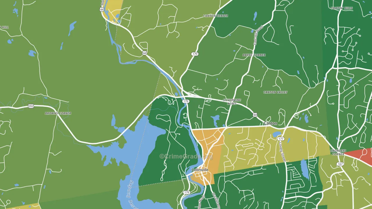 Collinsville, CT Map of Burglary Rates