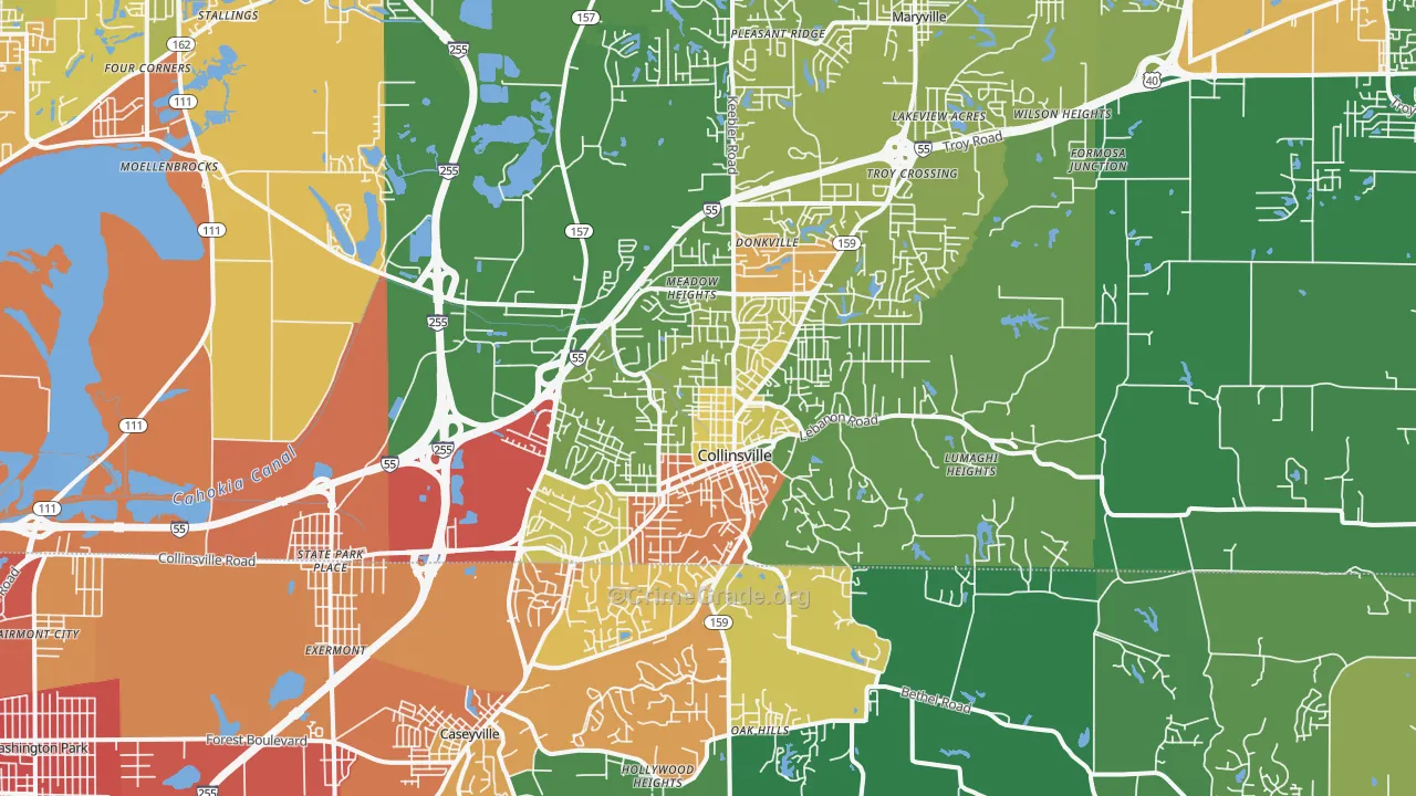 Collinsville, IL Map of Burglary Rates