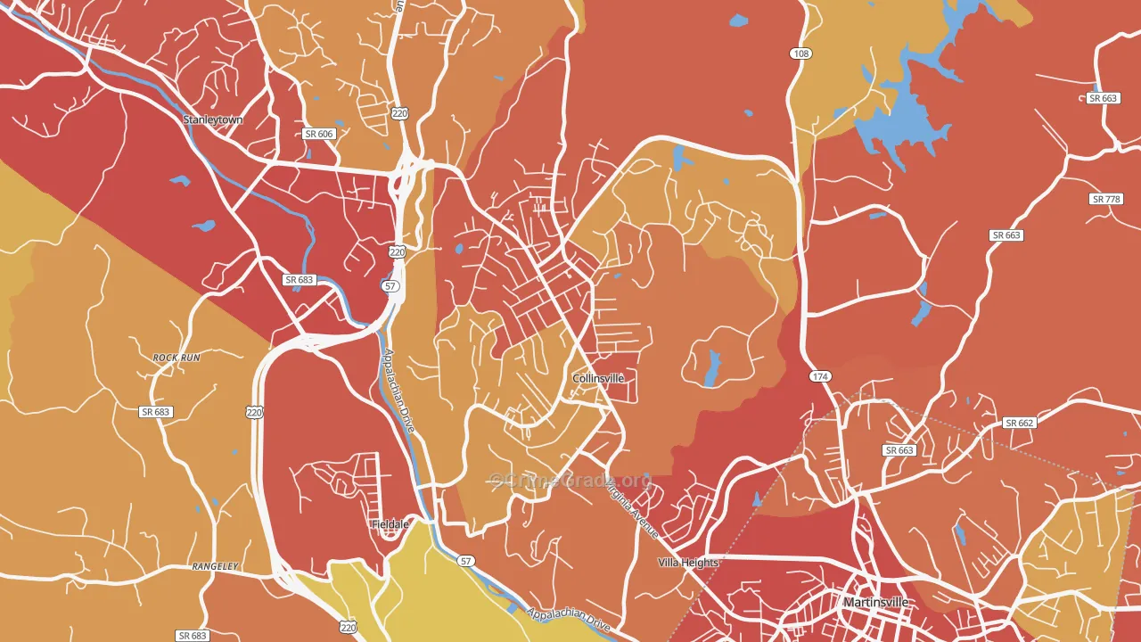 Collinsville, VA Map of Burglary Rates
