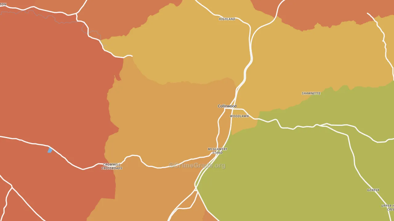 Collinwood, TN Map of Burglary Rates