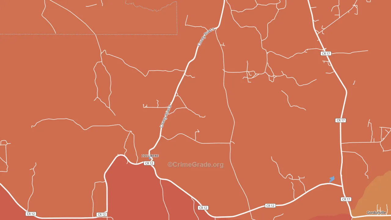 Collirene, AL Map of Burglary Rates