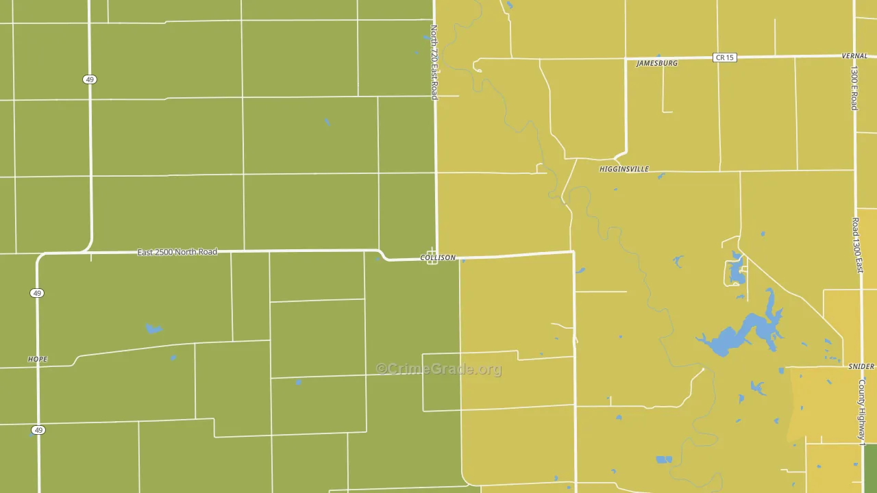 Collison, IL Map of Burglary Rates