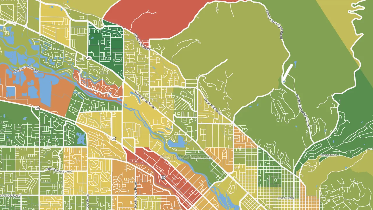 Collister, Boise, ID Map of Burglary Rates