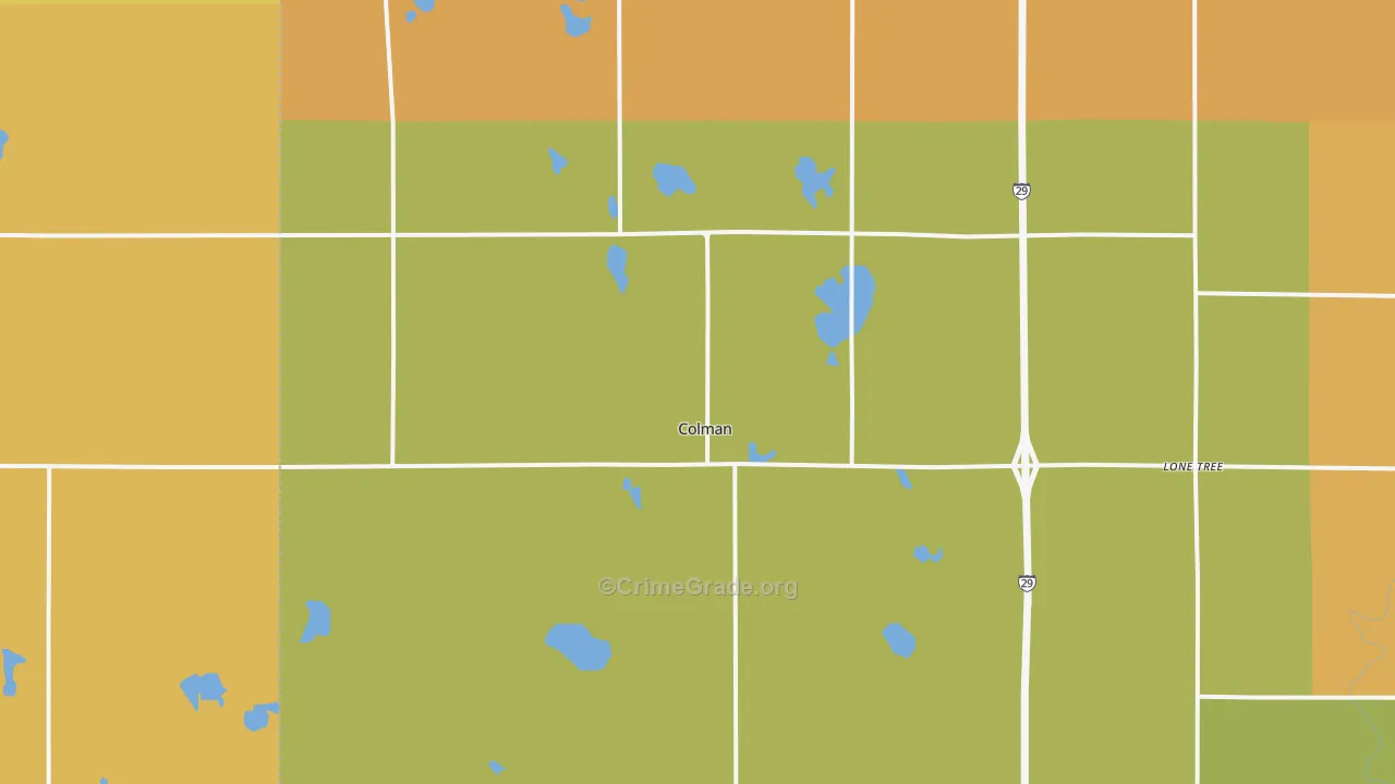 Colman, SD Map of Burglary Rates