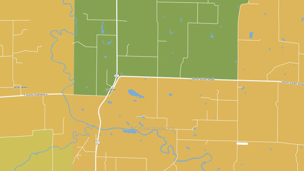 Colmar, IL Map of Burglary Rates