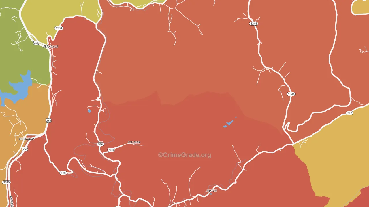 Colmar, KY Map of Burglary Rates