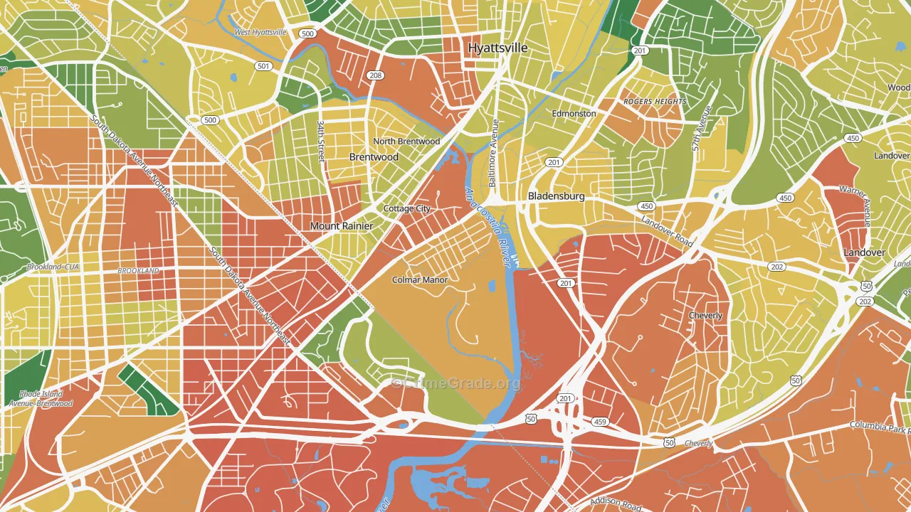 Colmar Manor, MD Map of Burglary Rates